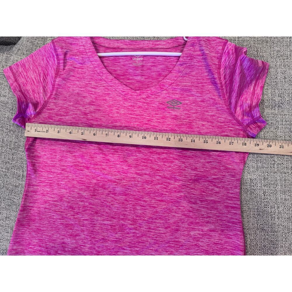Umbro Women's Pink V-Neck Short Sleeve Performance Athletic Top Shirt Workout  L - Picture 6 of 8